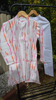 Kids Kurta Pajama Set – Multicolor Silk Kurta with White Cotton Pyjama 11