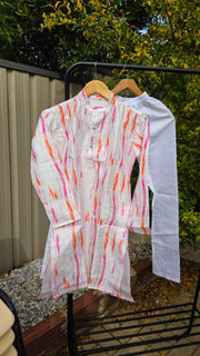 Kids Kurta Pajama Set – Multicolor Silk Kurta with White Cotton Pyjama 13
