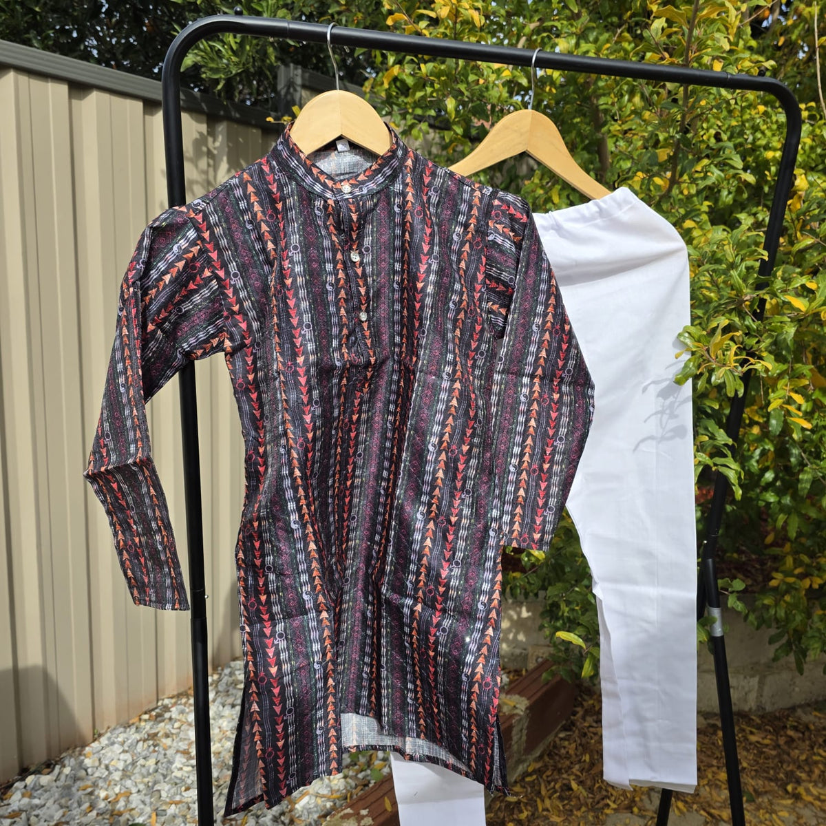 Color Splash Kids Kurta Pajama – Multicolor Silk Kurta with Cotton Pyjama