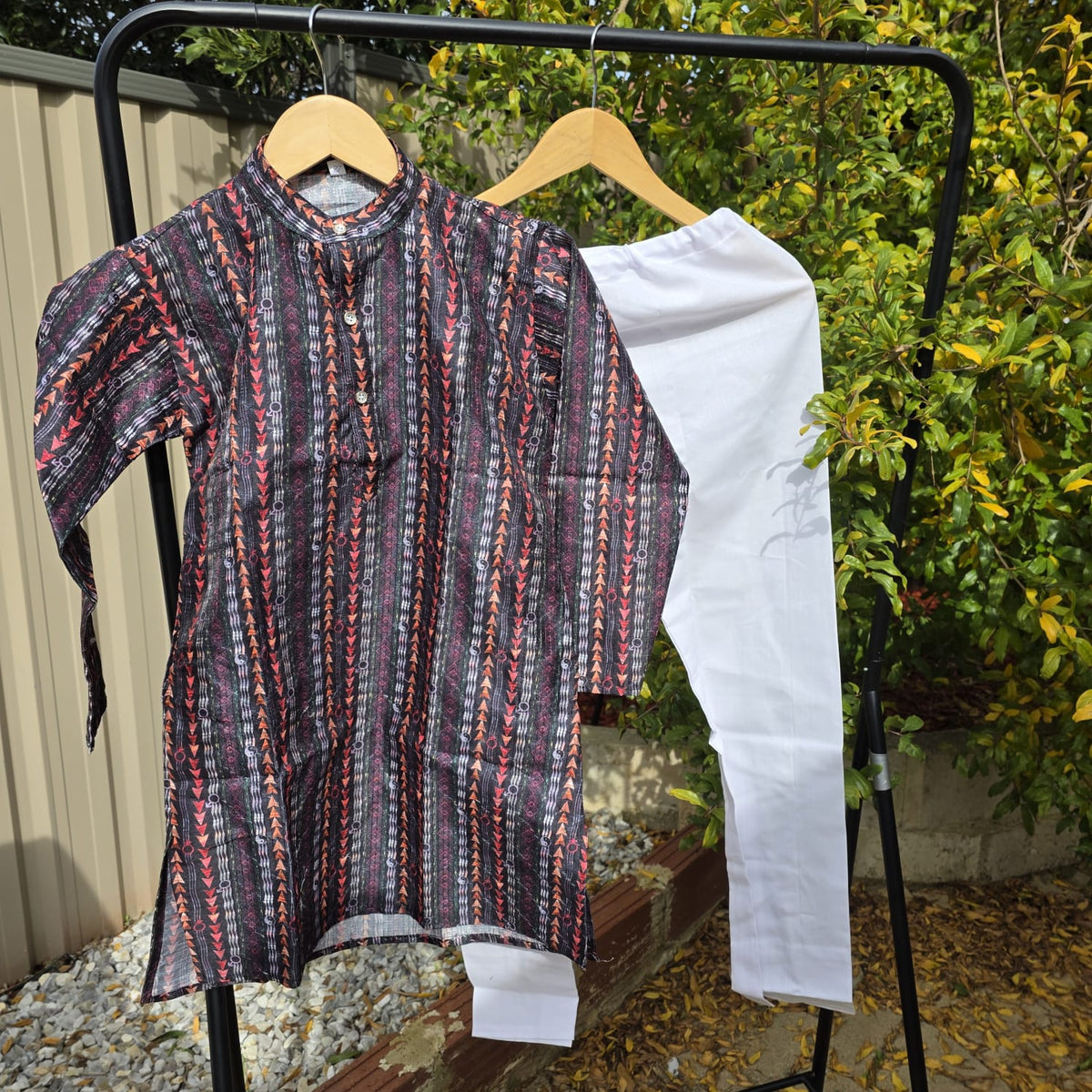 Color Splash Kids Kurta Pajama – Multicolor Silk Kurta with Cotton Pyjama