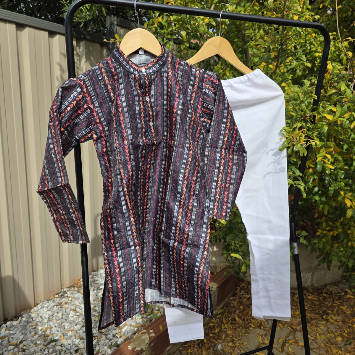 Color Splash Kids Kurta Pajama – Multicolor Silk Kurta with Cotton Pyjama