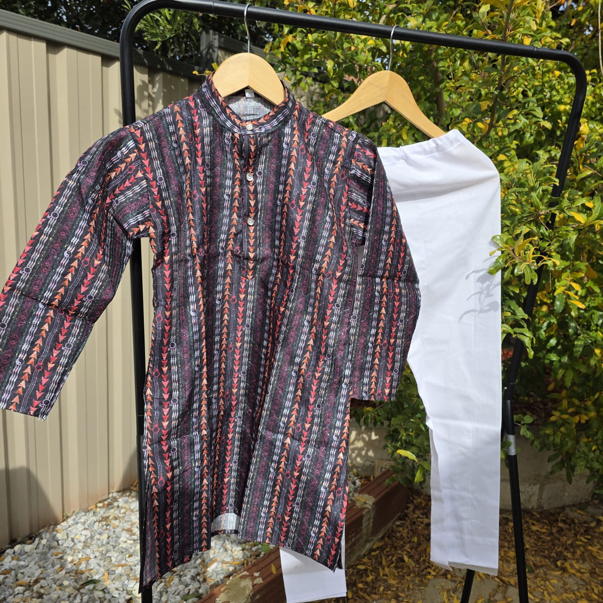 Color Splash Kids Kurta Pajama – Multicolor Silk Kurta with Cotton Pyjama