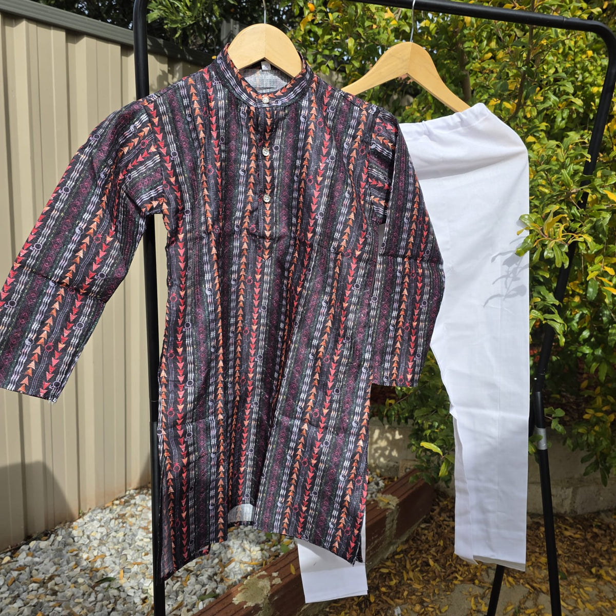 Color Splash Kids Kurta Pajama – Multicolor Silk Kurta with Cotton Pyjama