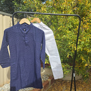 Navy Blue Kids Kurta Pajama – Festive Silk Kurta with Cotton Pyjama 10