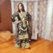 Pakistani Floral Printed Green Bridal Lehenga with Embroidery 3