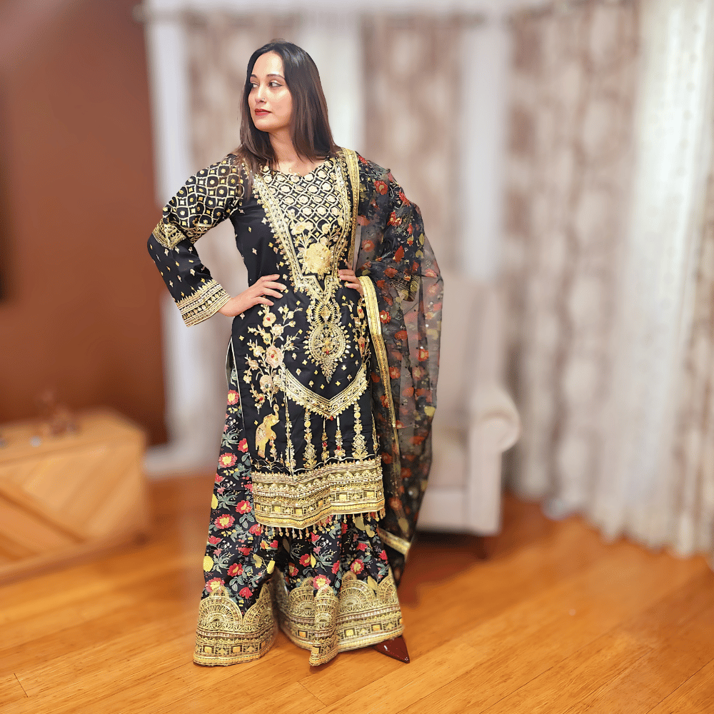 Pakistani Floral Printed Green Bridal Lehenga 2