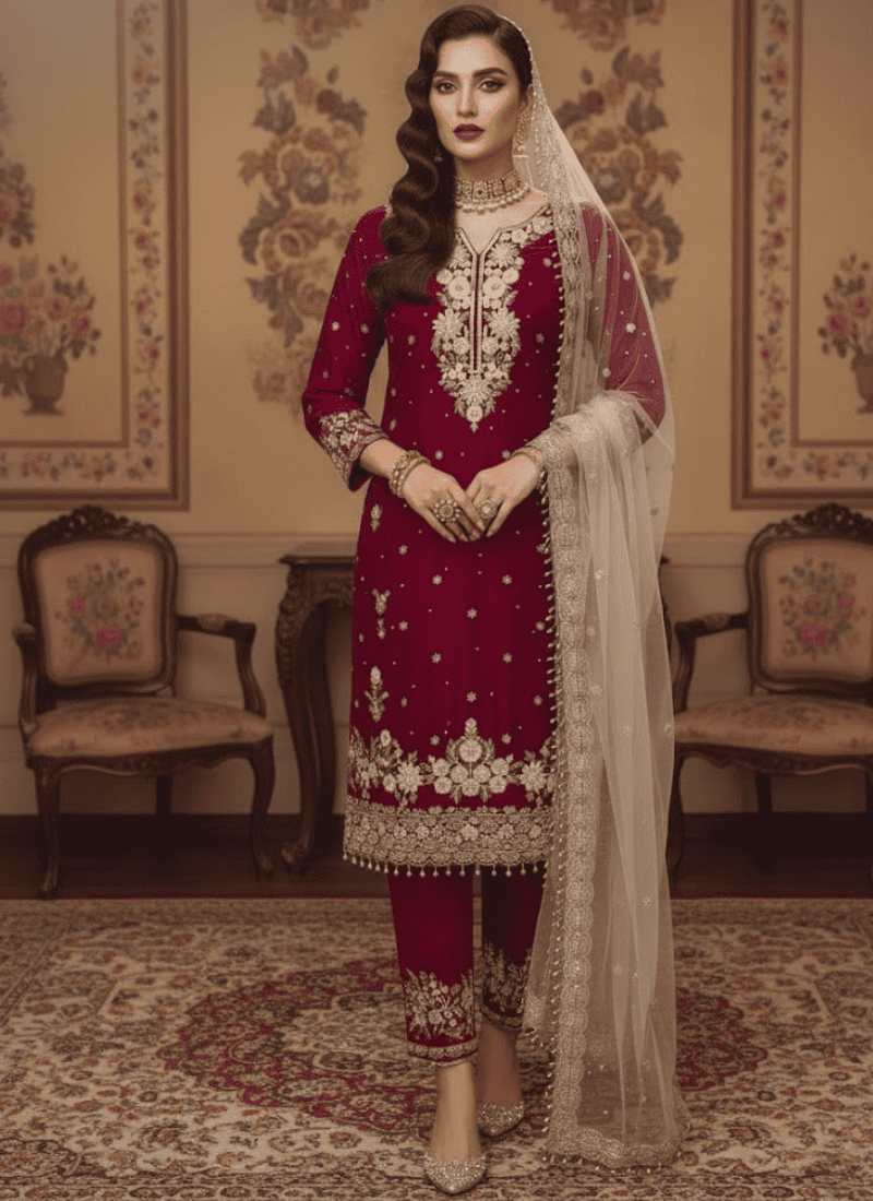 Jimmy Choo Embroidered Plazzo Set – Butterfly Net Dupatta