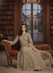 Chic Beige Pakistani Gown with Dupatta 3