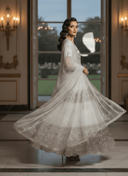 Elegant White Pakistani Anarkali Suit with Dupatta 4