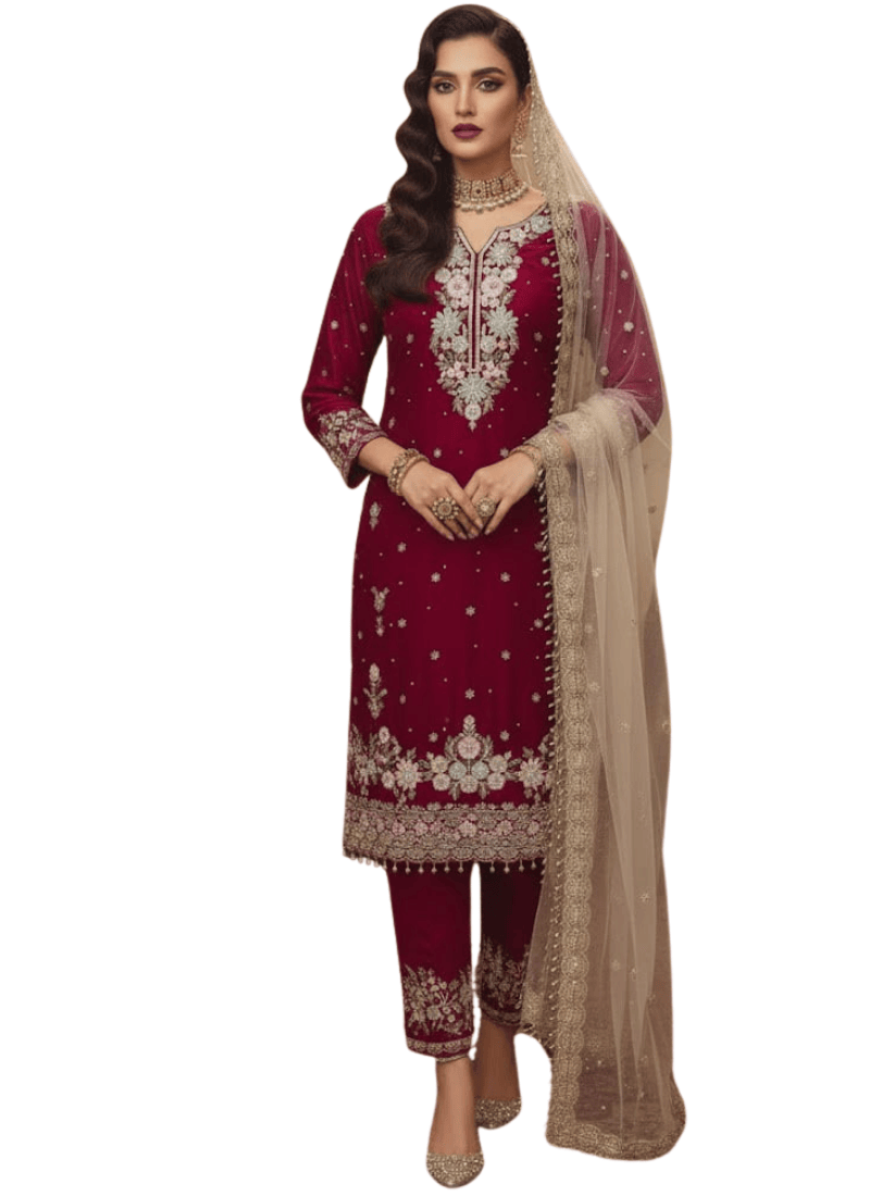 Jimmy Choo Embroidered Plazzo Set – Butterfly Net Dupatta