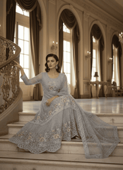 Graceful Grey Pakistani Anarkali Suit with Dupatta 4