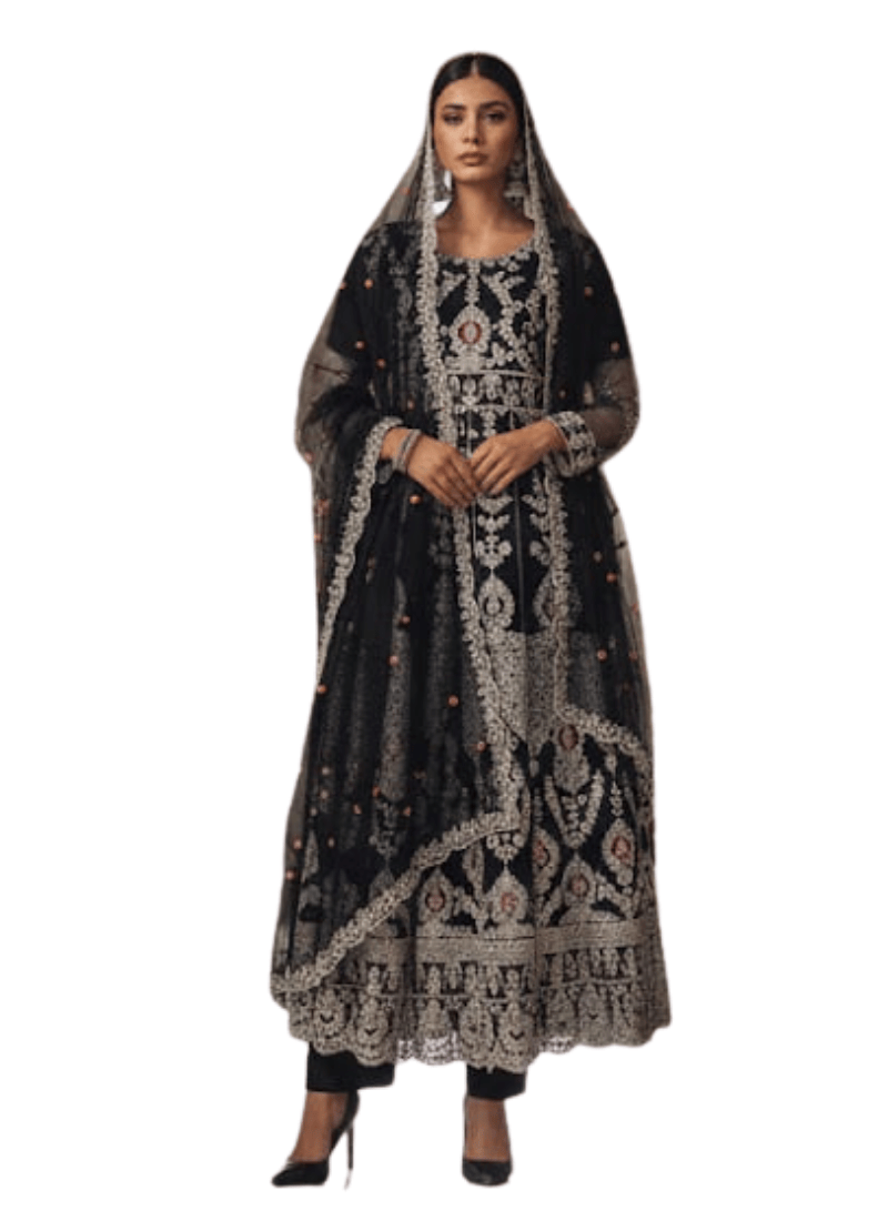 Elegant Black Pakistani Anarkali Suit with Dupatta