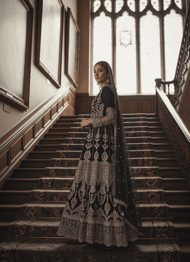 Elegant Black Pakistani Anarkali Suit with Dupatta