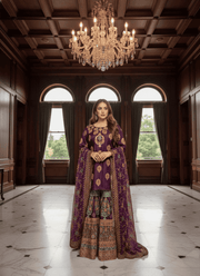Pakistani Sharara Suit – Dark Purple Royal Elegance 3
