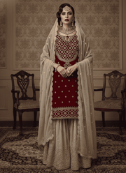Heavy Faux Georgette Sharara Set – Embroidered with Dupatta 5