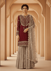 Heavy Faux Georgette Sharara Set – Embroidered with Dupatta 1