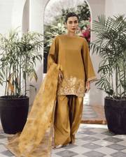 Embroidered French Crepe Farshi Salwar Suit – Moti & Printed Dupatta 2