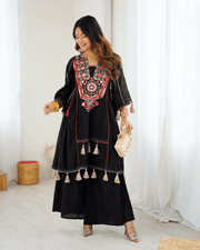 Pure Khadi Cotton Designer Co-ord Set – Embroidered with Mirror Work 3