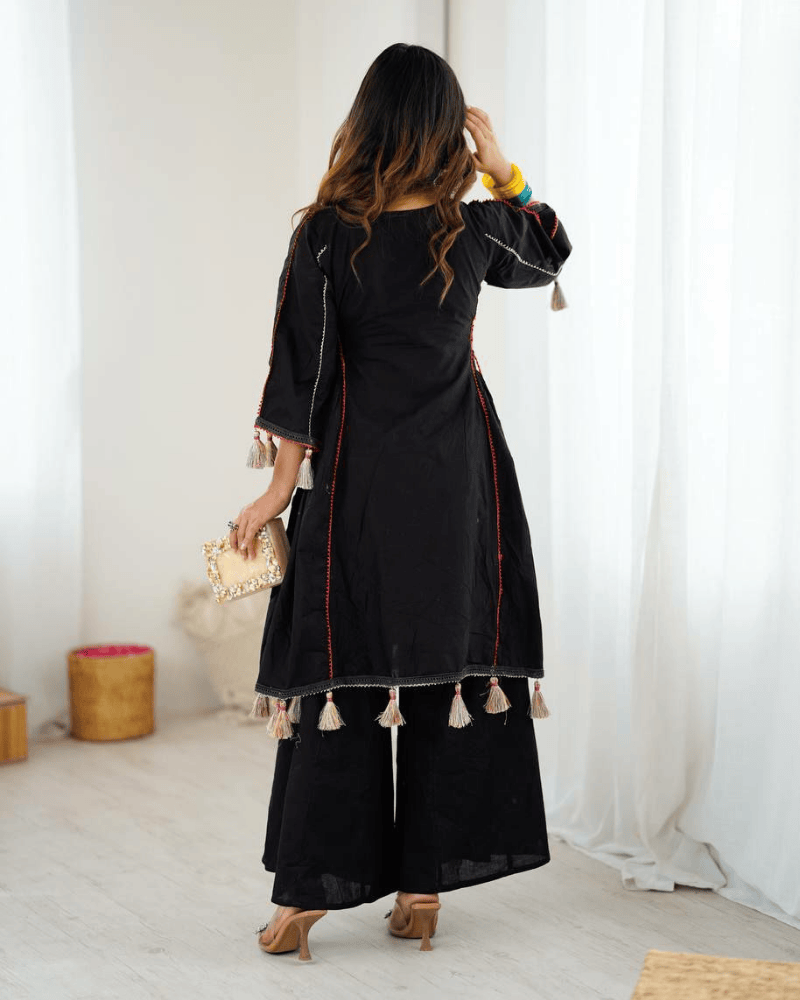 Pure Khadi Cotton Designer Co-ord Set – Embroidered with Mirror Work