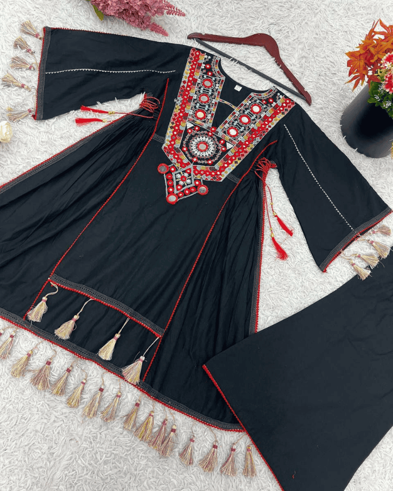 Pure Khadi Cotton Designer Co-ord Set – Embroidered with Mirror Work