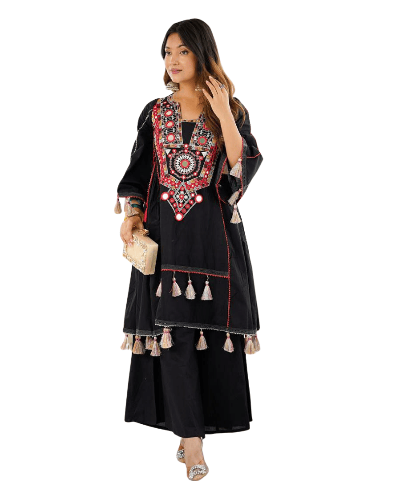 Pure Khadi Cotton Designer Co-ord Set – Embroidered with Mirror Work