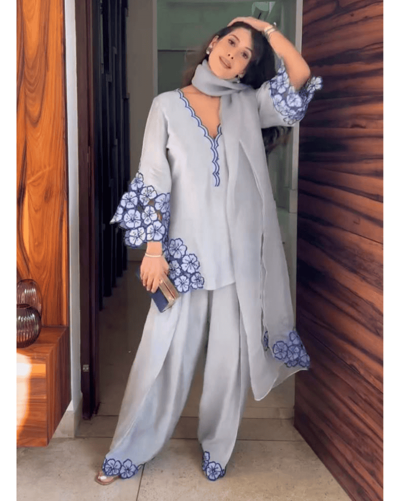 Crepe Set Embroidered Farshi Salwar Suit