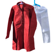 Red Kurta with White Cotton Pyjama – Kids Kurta Pajama Ethnic Set 8