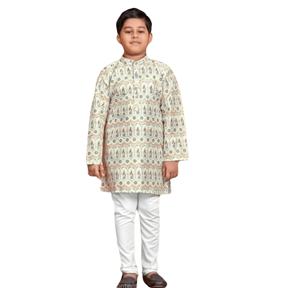 Multicolor Kids Kurta Pajama – Silk Kurta with Cotton Pyjama