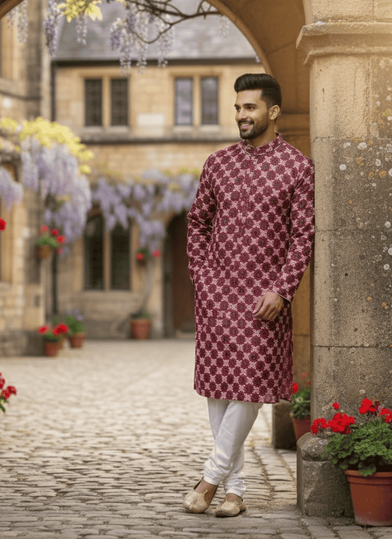 Dark Magenta Men’s Kurta