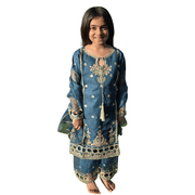 Sea Green Silk Kids Sharara Suit – Festive Elegance 8