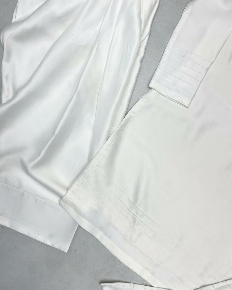 Moss Satin Salwaar Kameez – Organza Dupatta with Satin Pallu