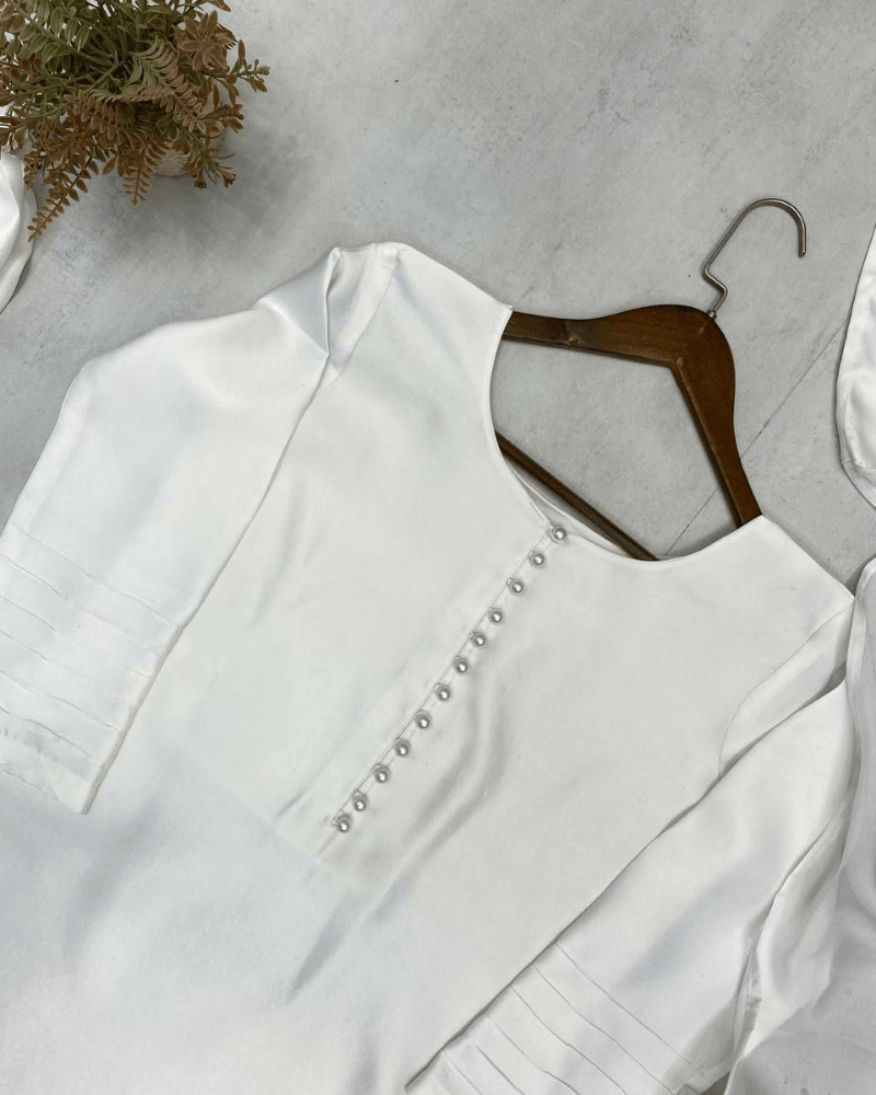 Moss Satin Salwaar Kameez – Organza Dupatta with Satin Pallu