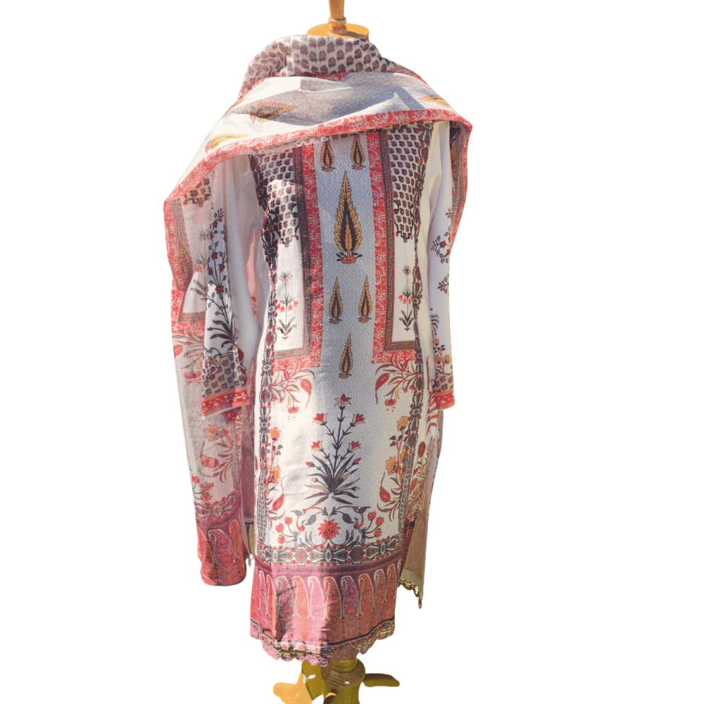 Pakistani Satin 3-Piece Salwar Suit – Elegant Kota Dupatta Ensemble