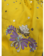 Yellow Makhon Georgette Salwar Suit – Silk Pants & Net Dupatta 4