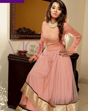Pink Georgette Long Gown – Soravaski Stone Embellished Floor-Length 2