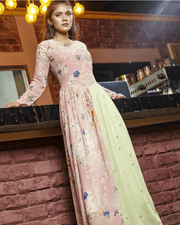 Pink & Pastel Georgette Long Gown – Embellished Floor-Length 2