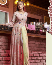 Pink & Pastel Georgette Long Gown – Embellished Floor-Length 1