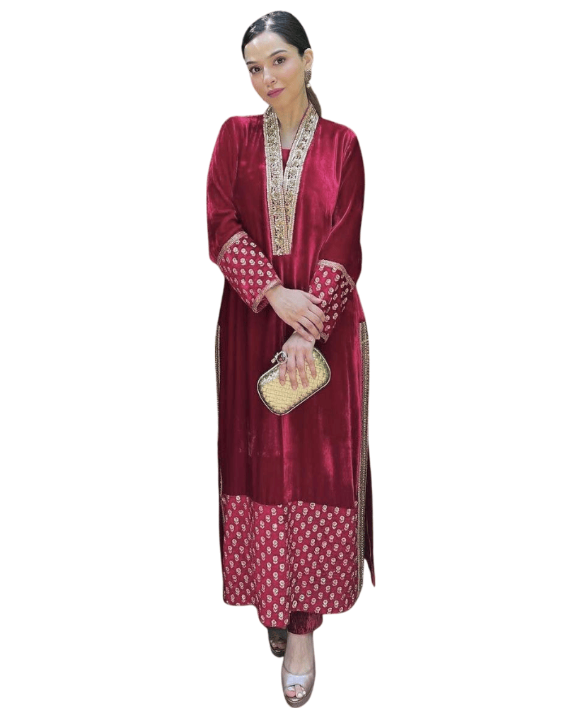 Winter Collection Velvet Suit – Embroidered Heavy Viscose