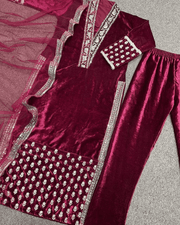 Winter Collection Velvet Suit – Embroidered Heavy Viscose 4