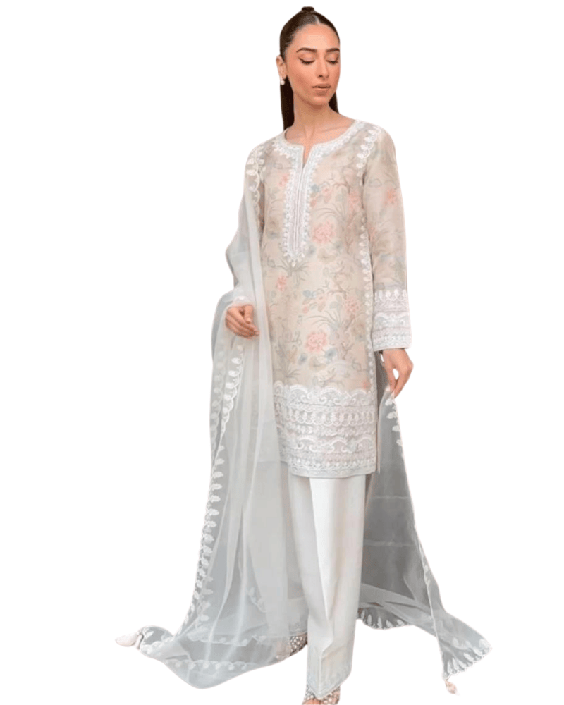 Trending Kurta & Farshi Salwaar Set – Printed Tebi Organza