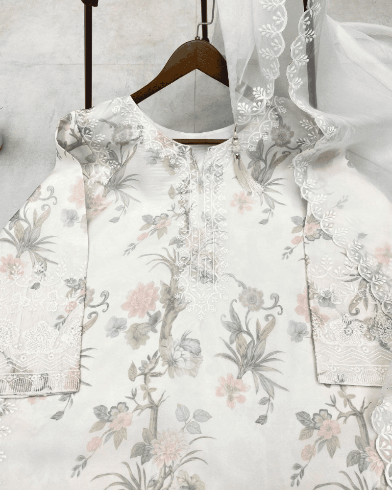 Trending Kurta & Farshi Salwaar Set – Printed Tebi Organza