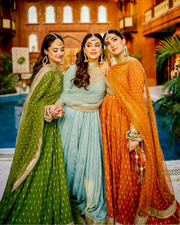 Chinon Silk Anarkali Suit – Tassel Sleeves, Butterfly Net Dupatta 2