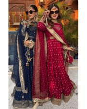 Embroidered Chinon Silk Anarkali Suit – Butterfly Net Dupatta 2