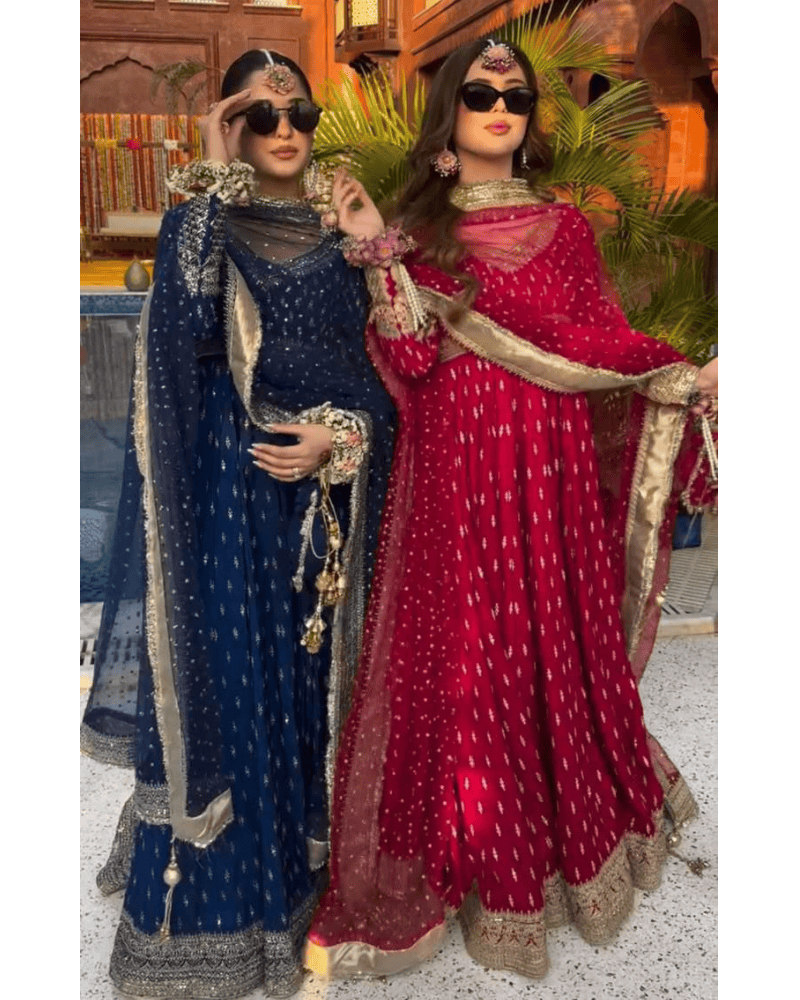 Embroidered Chinon Silk Anarkali Suit – Butterfly Net Dupatta