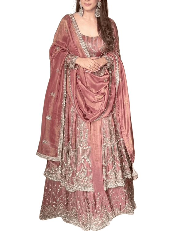 Silk Embroidered Indian Anarkali Gown with Dupatta Australia