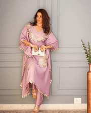 Devsena Satin Kaftan Dress – Embroidered Lace & Real Mirror Work 7