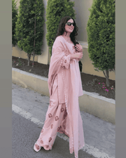 Crepe Embroidered Farshi Salwar Suit Set –  Fancy Sleeves & Dupatta 5