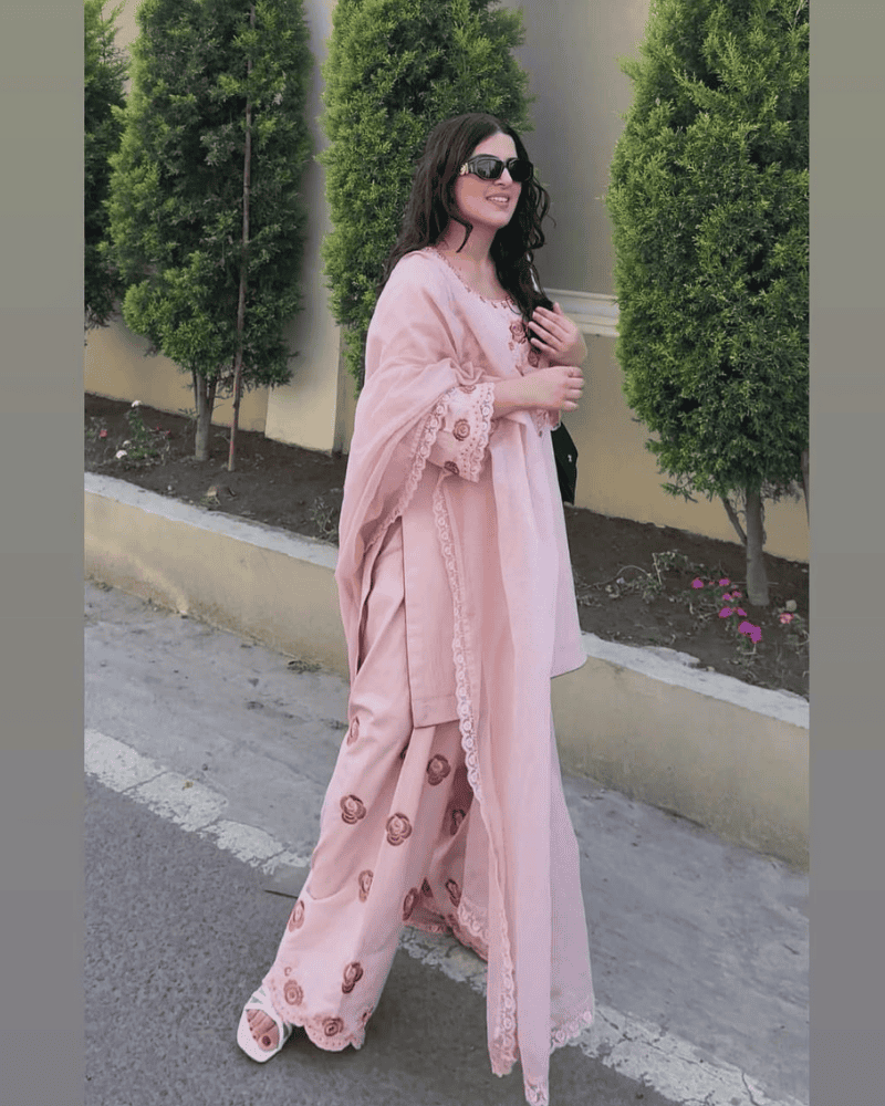 Pure Crepe Embroidered Farshi Salwar Suit Set