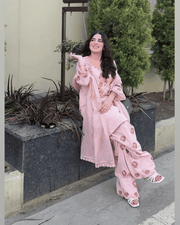 Crepe Embroidered Farshi Salwar Suit Set –  Fancy Sleeves & Dupatta 3