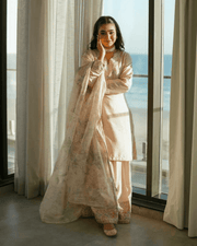 Farshi Salwar Suit – Embroidered Crepe Set with Chinon Silk Dupatta 7